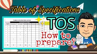 Table of Specifications TOS using Excel [upl. by Nwahser]