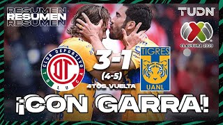 Resumen y goles  Toluca 4315 Tigres  CL2023  4tos  TUDN [upl. by Nizam752]