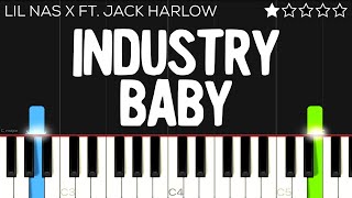 Lil Nas X  Industry Baby ft Jack Harlow  EASY Piano Tutorial [upl. by Gottfried]