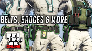 GTA Online How To Get CopMedic beltGun Holster amp IAA Badges READ PINNED COMMENT Clothing Glitches [upl. by Alimhaj]