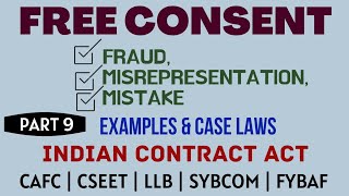 Fraud  Misrepresentation  Mistake  Free Consent  Indian Contract Act  Caselaws  Example [upl. by Anselm]