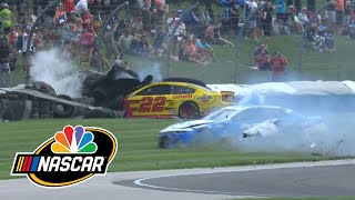 Curb at Indianapolis sets off chain reaction of mayhem during NASCAR Cup race  Motorsports on NBC [upl. by Shelley813]