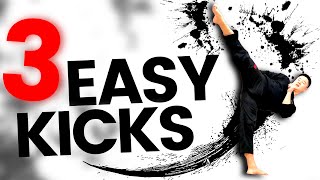 TAEKWONDO KICKS FOR BEGINNERS  3 Easy Kicks ANYONE Can Do [upl. by Secrest]