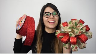 COMO HACER MOÑO NAVIDEÑO EN 5 MINUTOS FÁCIL Y RÁPIDO PARA REGALOS O PARA TU ARBOL DE NAVIDAD [upl. by Elehcar757]