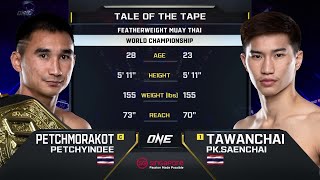 Petchmorakot Petchyindee vs Tawanchai PKSaenchai  ONE Championship Full Fight [upl. by Caldwell]