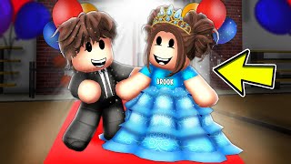 Baby Brooks FIRST SCHOOL DANCE In Roblox Brookhaven [upl. by Aynotan]