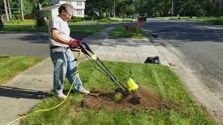 Sun Joe 135 Amp Electric Tiller Demo 1 [upl. by Inalem]