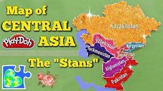 CENTRAL ASIA MAP  Learn The Stans  World Geography for Kids [upl. by Aicilra]