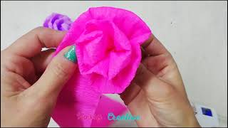 FLORES DE PAPEL CREPÉ FÁCILES  Como hacer flores de papel fáciles [upl. by Ahsenev300]