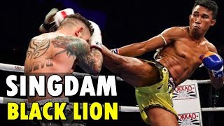 Singdam Kiatmoo9  Black Lion สิงห์ดำ เกียรติหมู่ 9  Muay Thai Highlights [upl. by Nwahsud]