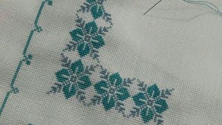 cross stitch design  cross stitch design for bedsheets tablecloths  dosuti design [upl. by Jori]