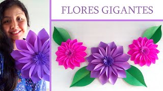 DIY  FLORES gigantes de papel  FLOR para decorar  paper flower  Muy Lindas 🌺 [upl. by Hairahcez]