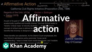 Affirmative action  Civil liberties and civil rights  US government and civics  Khan Academy [upl. by Macegan506]