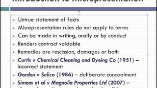 Misrepresentation Lecture 1 of 4 [upl. by Adnalahs]