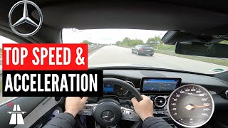 🏁 2021 Mercedes Benz C 220d AMGLine 194 PS ACCELERATION amp TOP SPEED ON GERMAN AUTOBAHN [upl. by Gabi109]