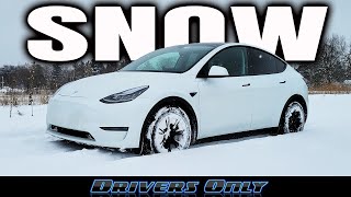 Tesla Model Y Tested in DEEP Snow [upl. by Ecinahc]